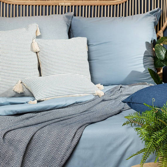 Palermo Poszewka z grubej tkaniny bawełnianej Eurofirany granatowy