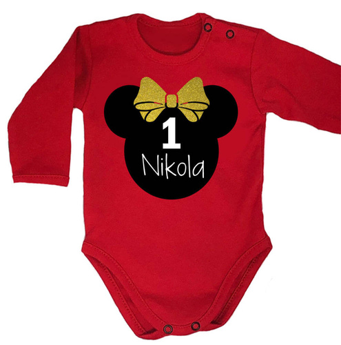 Body długi rękaw na 1 urodziny roczek dla dziewczynki czarny