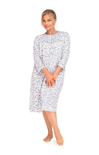 204 Bogna II Koszula nocna damska Martel 30 niebiesko- różowy  – bawełna, długi rękaw, rozpinana