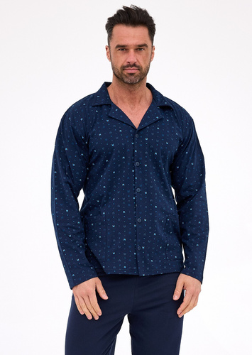 114/80 Piżama męska Cornette | Rozpinana, 100% bawełna, kołnierzyk i kieszenie