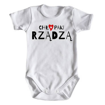 "CHŁOPAKI RZĄDZĄ" Body krótki rękaw Moocha biały