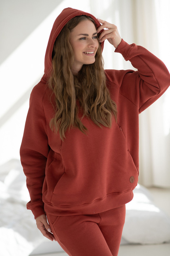 Motherhood Bluza ciążowa i do karmienia Milk&Love chili oil– oversize, bawełna z meszkiem