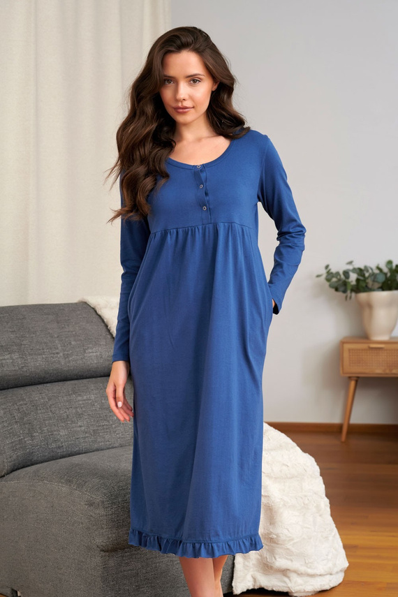 Koszula Nocna Doctor Nap 7318 100% Bawełna Do Karmienia Ciążowa- indigo