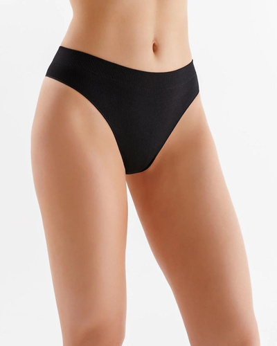 Figi S110 Gabriella czarne bezszwowe brazyliany prążkowane komfort dopasowanie