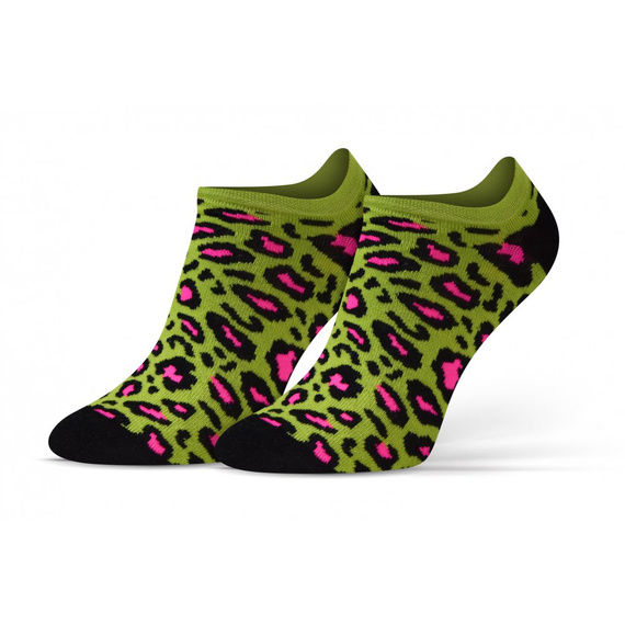 Cętki Panterka Skarpety stopki finest cotton dwie różne Sesto Senso zielony