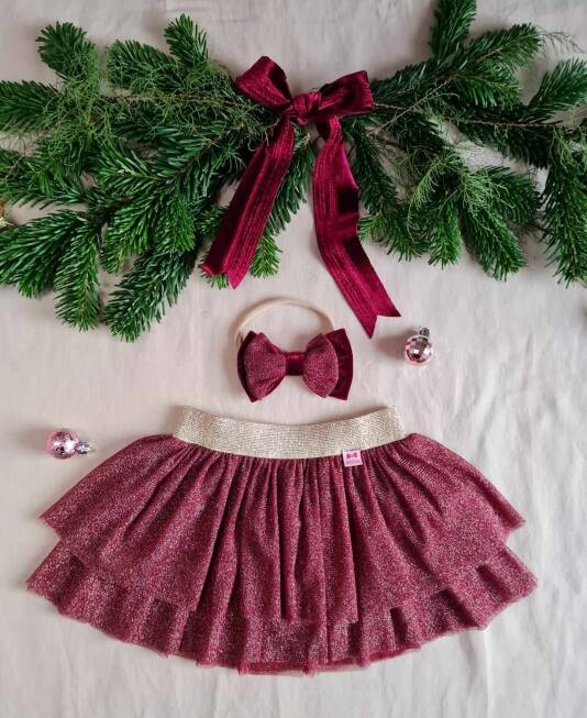 M726T Spódniczka z tiulu Marija - bordowy