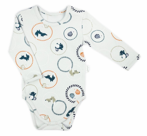 174095 Body z długim rękawem "Fox Club" Nicol - ecru-wzór