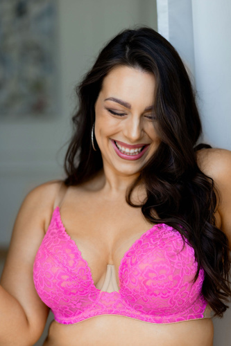 Mediolano Crazy Pink 19249 Biustonosz Soft na Duży Biust Różowa Koronka
