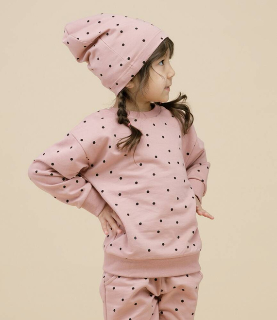 Tres Bien Czapka w groszki Pinokio - róż groszki