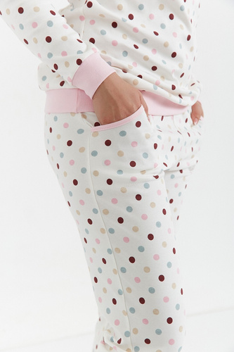 435 Piżama damska Cana  Interlock ecru – bawełniana, z długim rękawem i spodniami