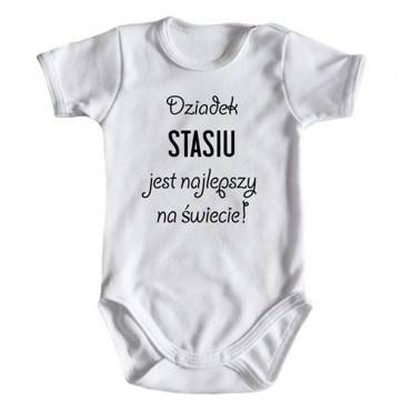 "Dziadek najlepszy na świecie z imieniem" Body krótki rękaw Moocha biały