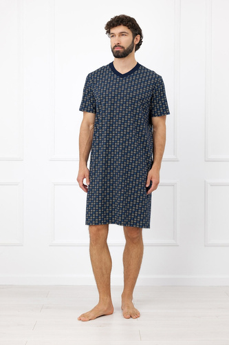 Koszula Nocna Męska Italian Fashion Broken 100% Bawełna Krótki Rękaw