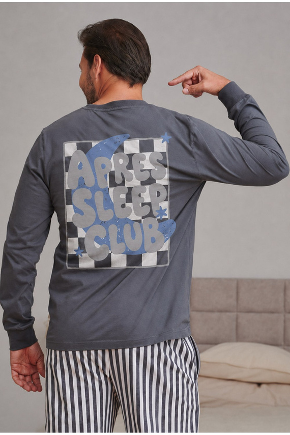 Doctor Nap 7524 Apres Sleep Piżama męska grafitowa 100% bawełna długa