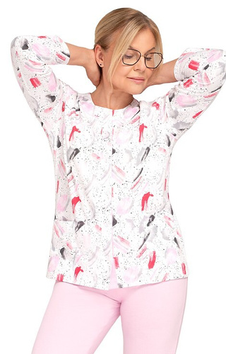 202 Maria III Piżama damska Martel 31 różowa  – bawełna, rozpinana, długi rękaw