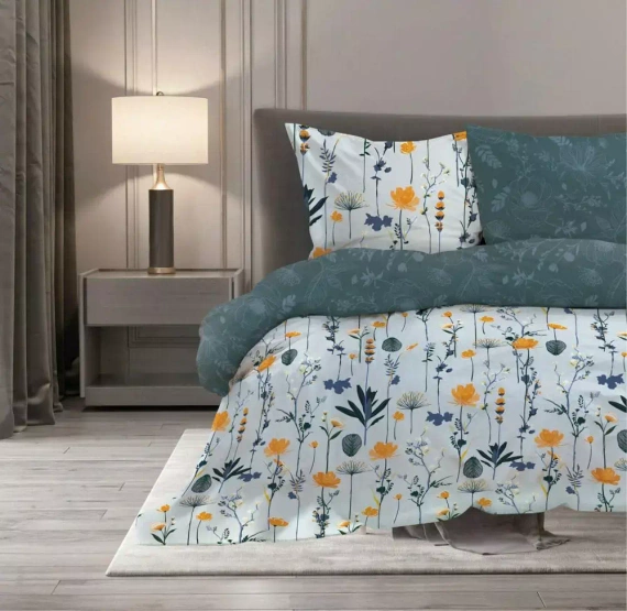 Elegant 013 Pościel satynowa kwiaty Faro szary