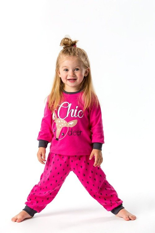 Piżama bawełniana dla dziewczynki "TRIP" Ewa Klucze - różowy druk