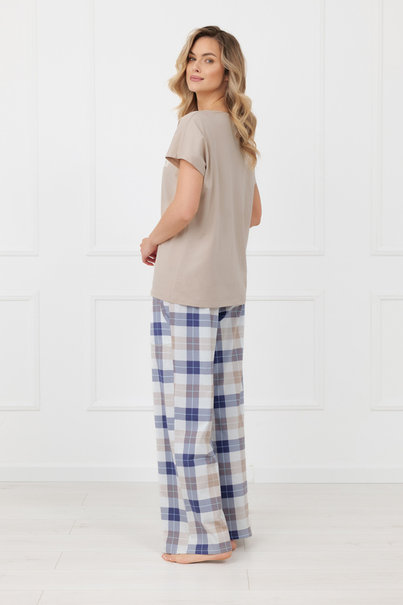 Piżama damska Rima Italian Fashion bawełna długie spodnie-beżowa