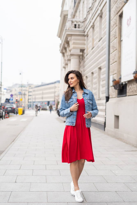 Mommy Chic sukienka ciążowa i do karmienia Milk&Love karminowy