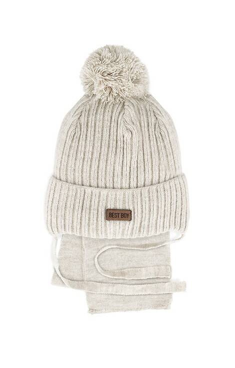 48-316 Komplet czapka+szalik AJS jasny beżowy