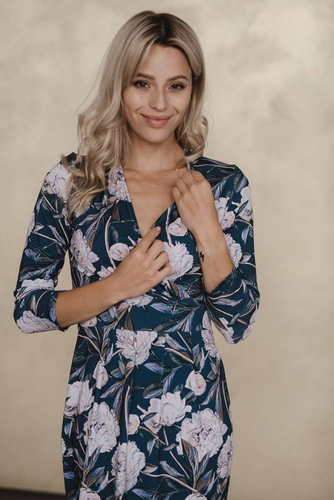 Grow with me sukienka ciążowa i do karmienia Milk&Love granatowa w piwonie