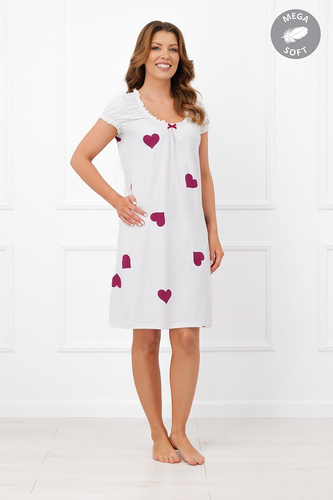 Italian Fashion Soul Koszula do karmienia Mega Soft ecru serca krótki rękaw