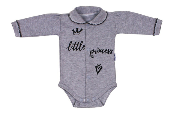 Body rozpinane z kołnierzykiem "LITTLE PRINCESS" białe