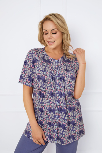 Bonaria Piżama Damska krótki rękaw, 3/4 spodnie Italian Fashion - druk/jeans 