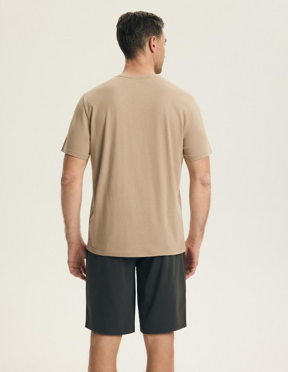 Henderson 44604 Park piżama męska bawełna krótki rękaw komfort beżowa