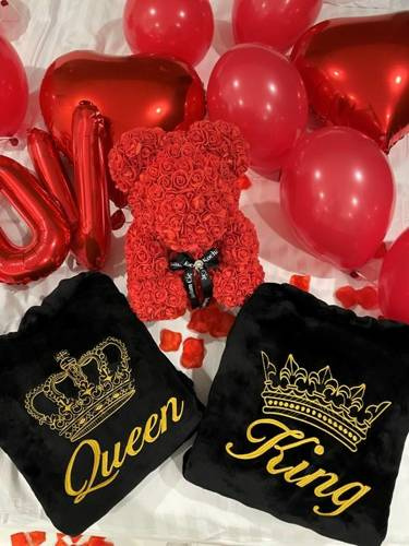 Queen&King + Korona zestaw szlafroków ByShelly - czarny/złoty