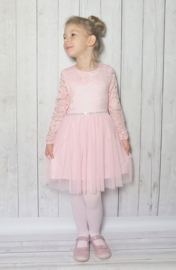 Angel II Sukienka długi rękaw Bambarillo pudrowy róż