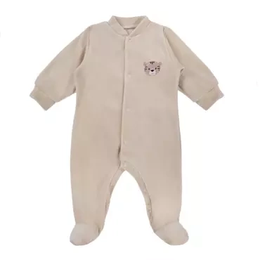 "Baby Love" Pajac welurowy z naszywką Ewa Klucze - beż