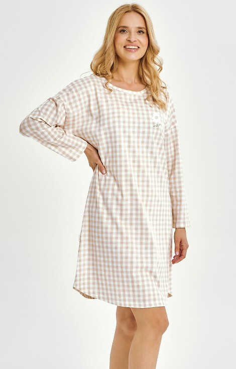 3437 Vera Koszula damsk Taro – 100% bawełna, kratka, długi rękaw