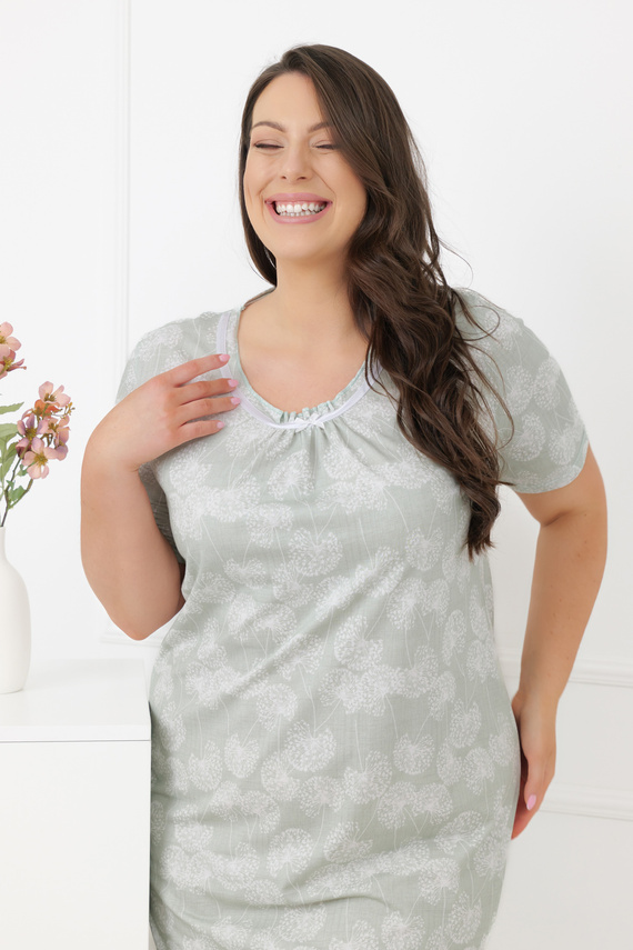 Koszula nocna Eleni Italian Fashion bawełna 100% krótki rękaw- miętowa