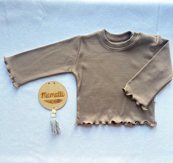 BI016 Bluzka dziewczęca z długim rękawem Mamatti - brązowy