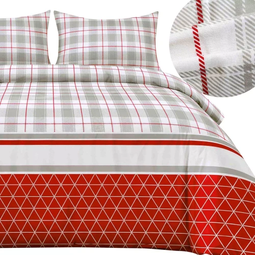 Pościel flanelowa Flanelove 31520/2 bawełna 160 g/m² szaro-czerwona kratka