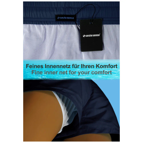 Sesto Senso męskie szorty kąpielowe szybkoschnące – plażowe z kieszeniami navy