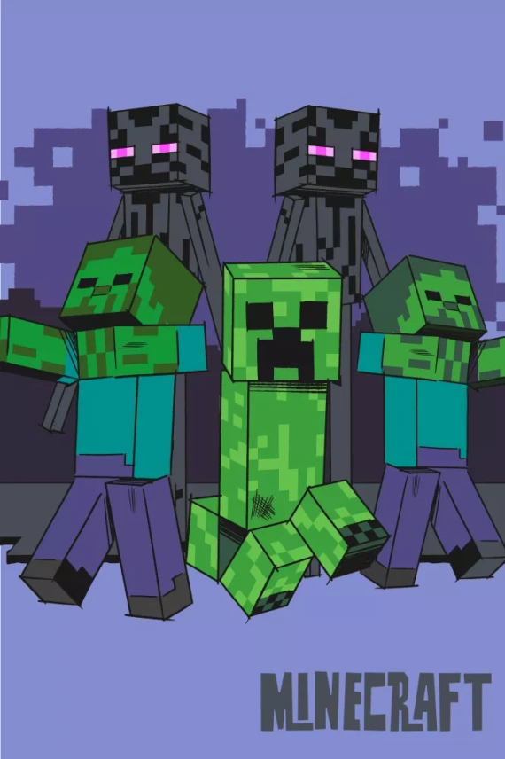 Minecraft Mobs coming for you Kocyk z mikrofibry pled dziecięcy Jerry Fabrics