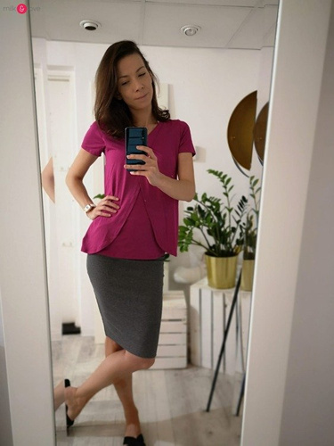 Spódnica ciążowa Tummy z dzianiny w prążki Milk&Love ciemny melanż