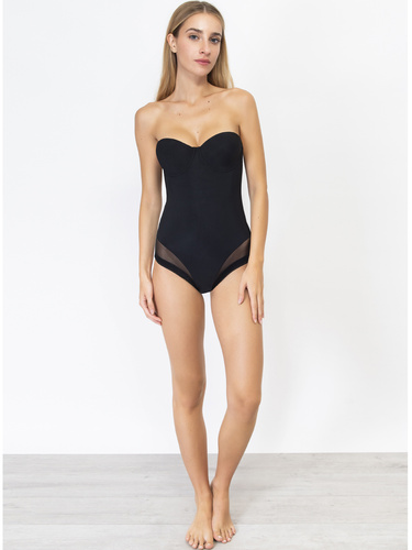 1852 Body damskie Everybody bardotka z mikrofibry, usztywniane miseczki, bezszwowe Sielei czarne