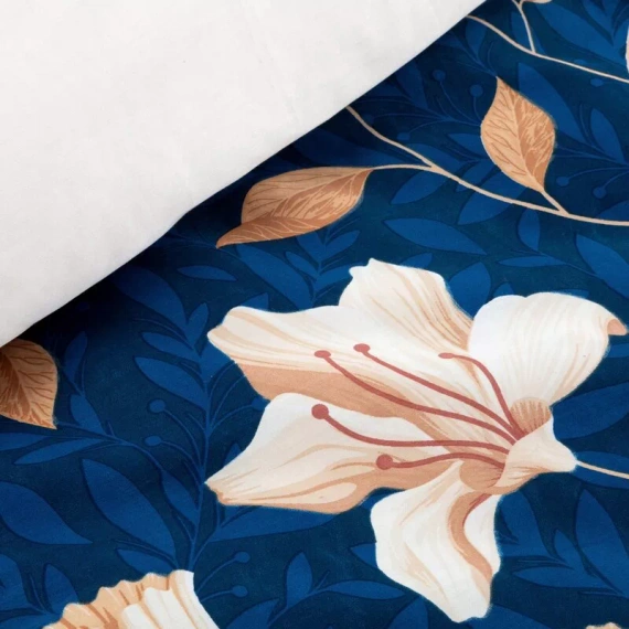 Nika 48 pościel satynowa kwiaty Eurofirany granatowy
