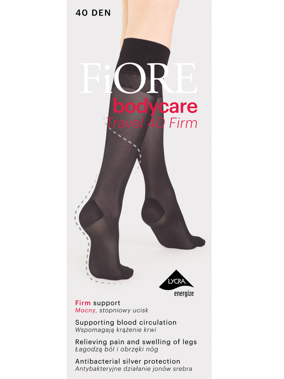 M 2103 Travel Firm Podkolanówki 40 den Fiore - black