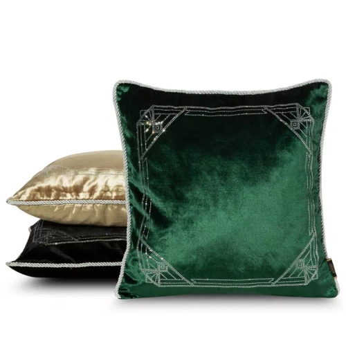 Royal 9 poszewka welurowa z kryształkami Eurofirany zielony