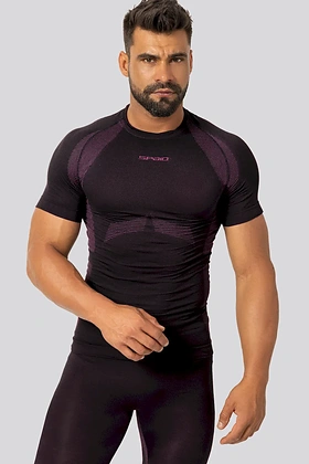 Brubeck Breeze 2.0 męska koszulka termoaktywna Nilit Breeze krótki rękaw Black/Purple