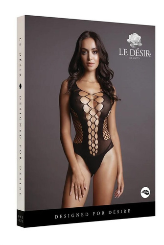 Body DES019 Le Désir Czarne Body z Wycięciami i Dekoltem S-L, XL-4XL