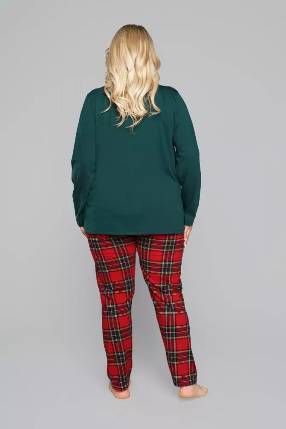 Zorza piżama damska długi rękaw, spodnie Italian Fashion - zielony/druk