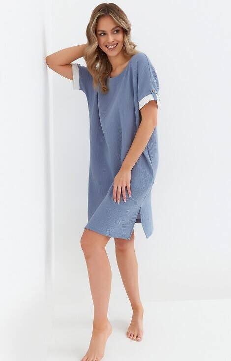 133 Koszula nocna muślinowa Cana- niebieska