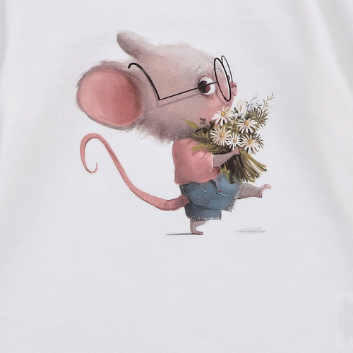 KAR-3008 Bluzka dziewczęca z długim rękawem Lagarto Verde ecru– stylowa, bawełniana, polska produkcja