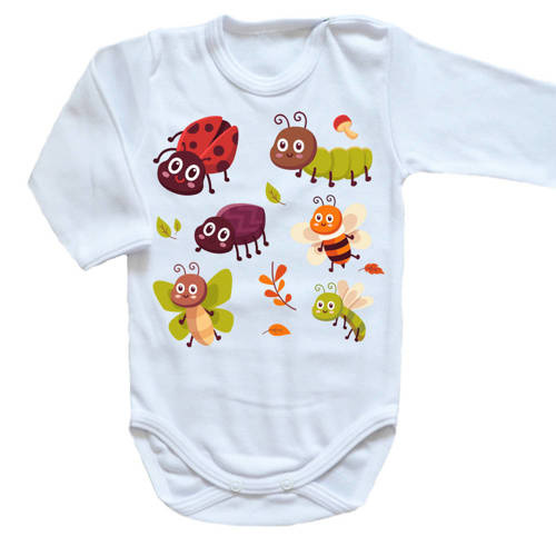 "SŁODKIE OWADY" Body długi rękaw Moocha biały