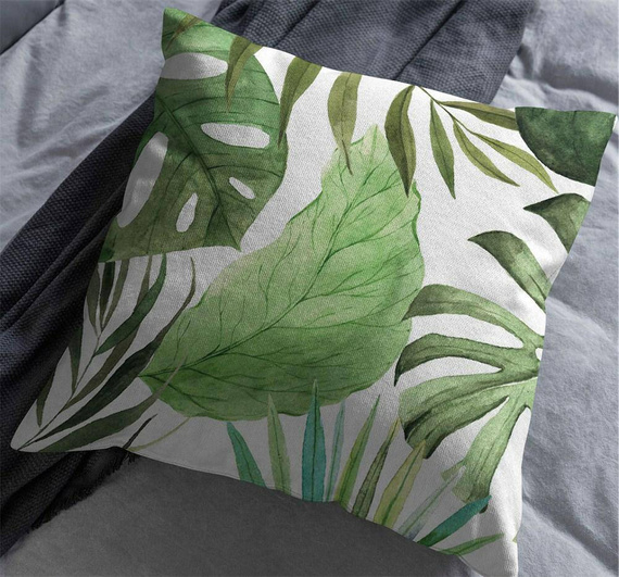 4154 A Poszewka dekoracyjna Panama 98 Detexpol zielona liście monstery