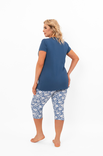 Piżama damska Boma – krótki rękaw, spodnie 3/4, bawełna Italian Fashion - jeans/druk